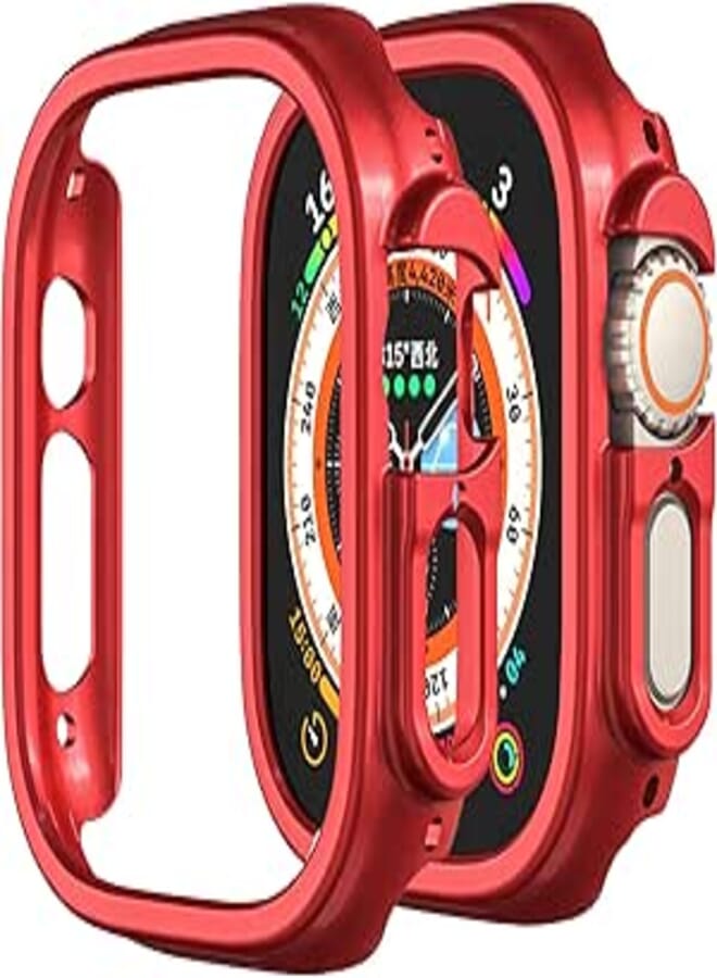 Compatible for Apple Watch Ultra 2 /Apple Watch Ultra 49mm Hard PC Case Cover Resistant Impact Shockproof Protective All-Around Edge Protective Bumper Cover Face for Apple Watch Ultra 49mm (Red)